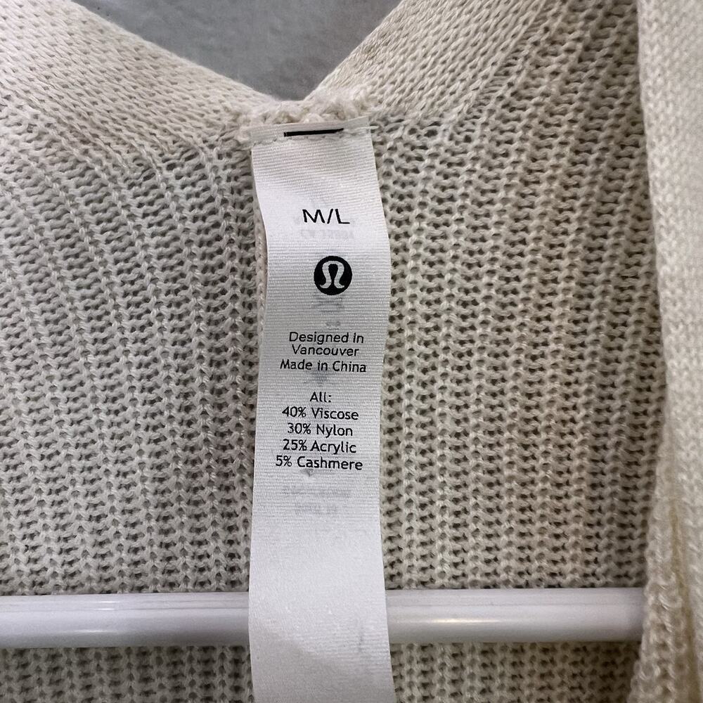 Lululemon Women's Cashlu Knit Textured Wrap Sz M L Cream - Picture 9 of 16